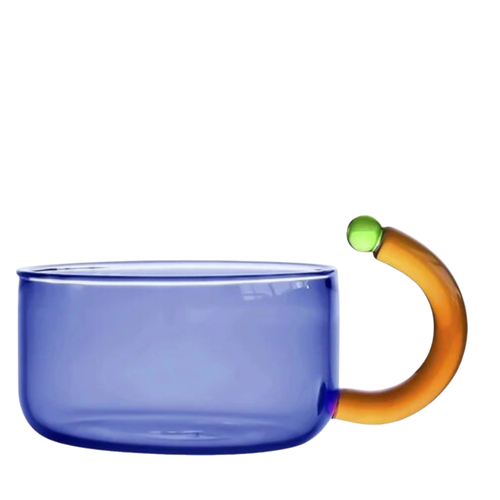 Block Color Heat Resistant Glass Cup - Blue