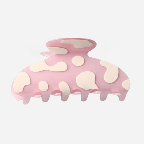 Abstract Spotted Hair Claw - Pink/Cream