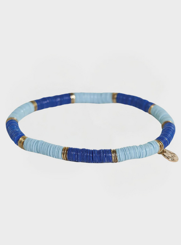 Striped Stretch Bracelet - Lapis/Light Blue
