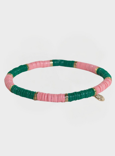 Striped Stretch Bracelet - Pink/Green