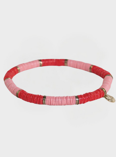 Striped Stretch Bracelet - Red/Pink