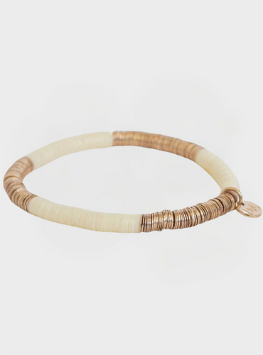 Colour Block Stretch Bracelet - Gold/Cream
