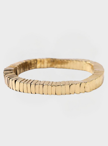Square Bead Stretch Bracelet - Gold