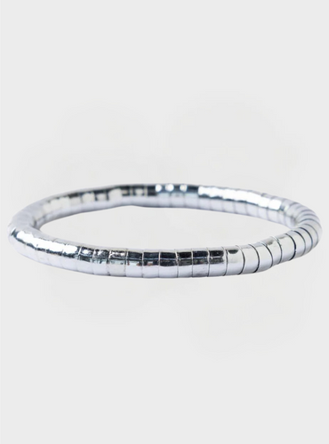 Round Bead Stretch Bracelet - Silver