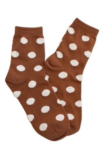Polka Dots Puff Socks - Rust/Cream