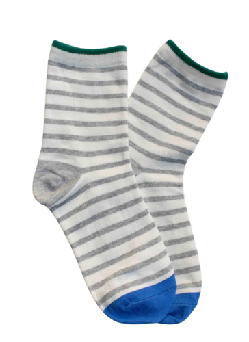Tri-Colour Striped Socks - Grey