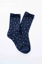 Mini Flower Ruffle Socks - Navy