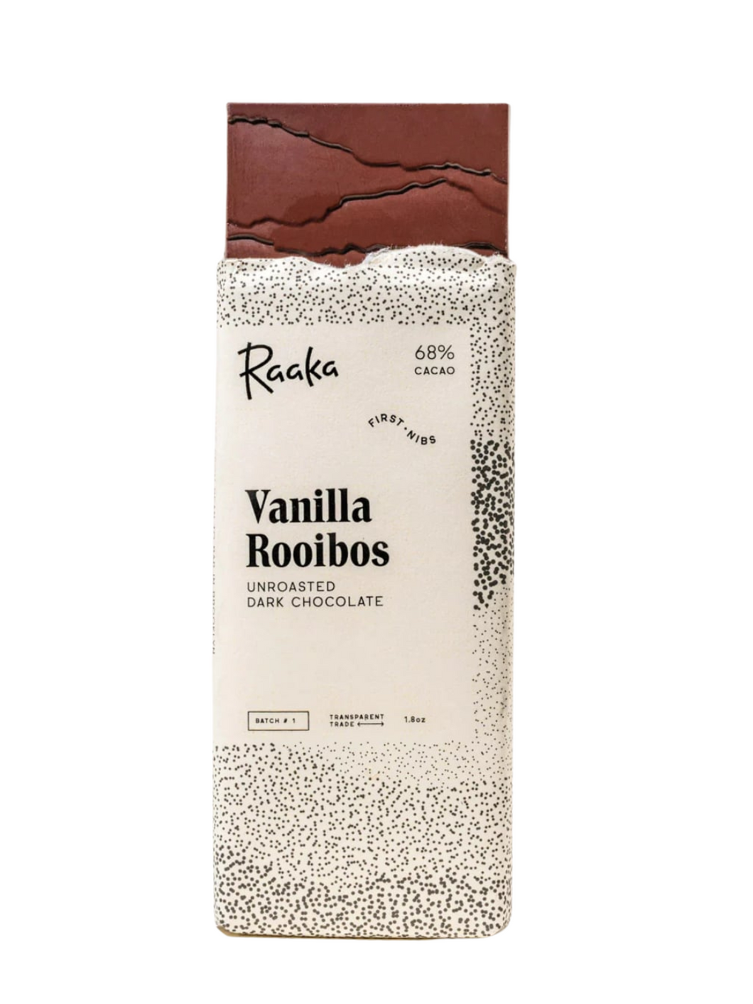 68% Vanilla Rooibos Unroasted Dark Chocolate Bar - Limited Batch