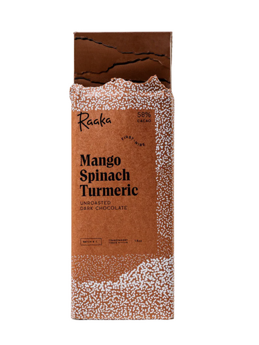 58% Mango Spinach Turmeric Unroasted Dark Chocolate Bar - Limited Batch