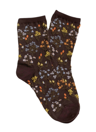 Ava Meadow Socks - Deep Brown