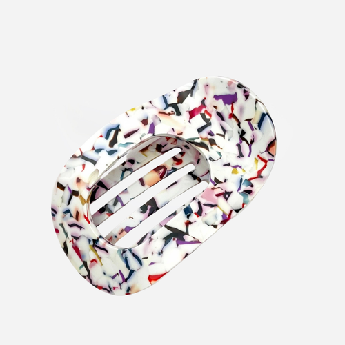 Circle Flat Claw Clip - Rainbow Confetti