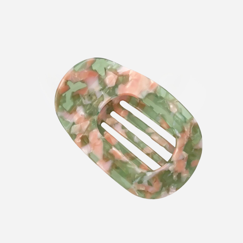 Circle Flat Claw Clip - Pink + Green Multi