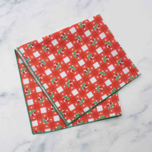 Gingham Cotton Square Scarf - Red Cherry