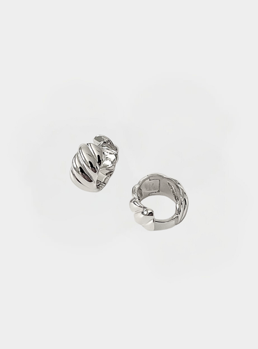 Ria Huggie Hoop Earrings - Silver