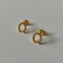 Mini Horseshoe Stud Earrings - Gold