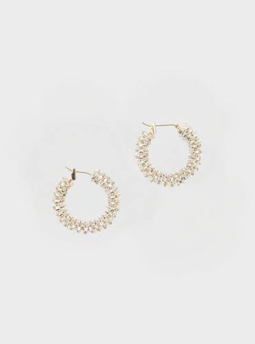 Isabella Small Beaded Hoop Earrings - Silver