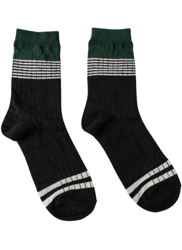 UNISEX Colour Block/Stripe - Dark Green/Black