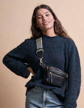 Beck Crossbody Bag/Fanny Pack - Black Stromboli Leather with Checkered Strap
