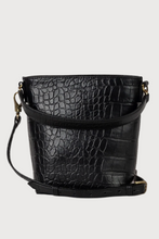 Bobbi Bucket Bag Midi - Black Croco Classic Leather