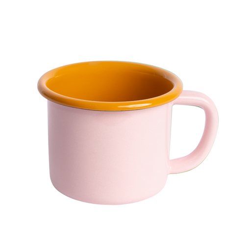 12 oz Enamel Mug - Pink + Mustard