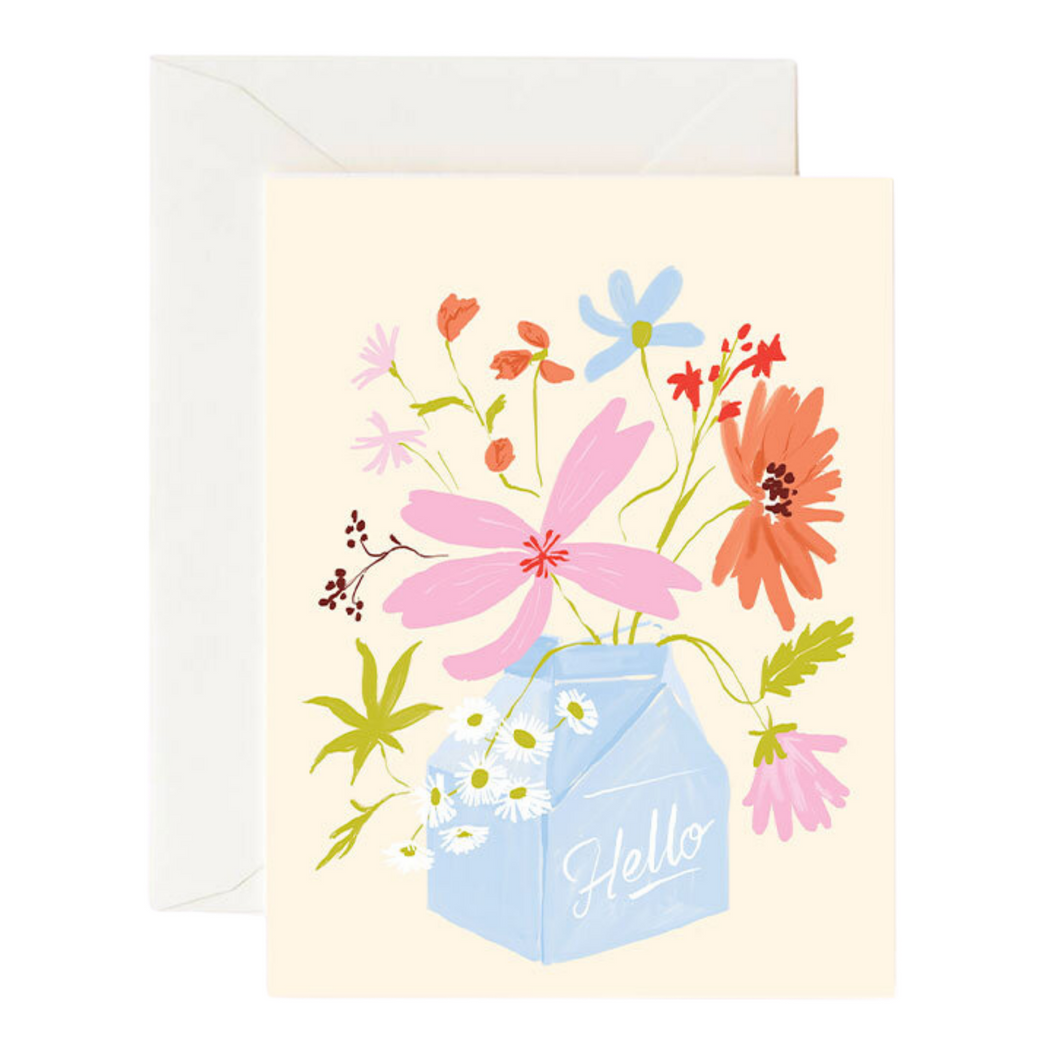 Milk Carton Flowers Card
