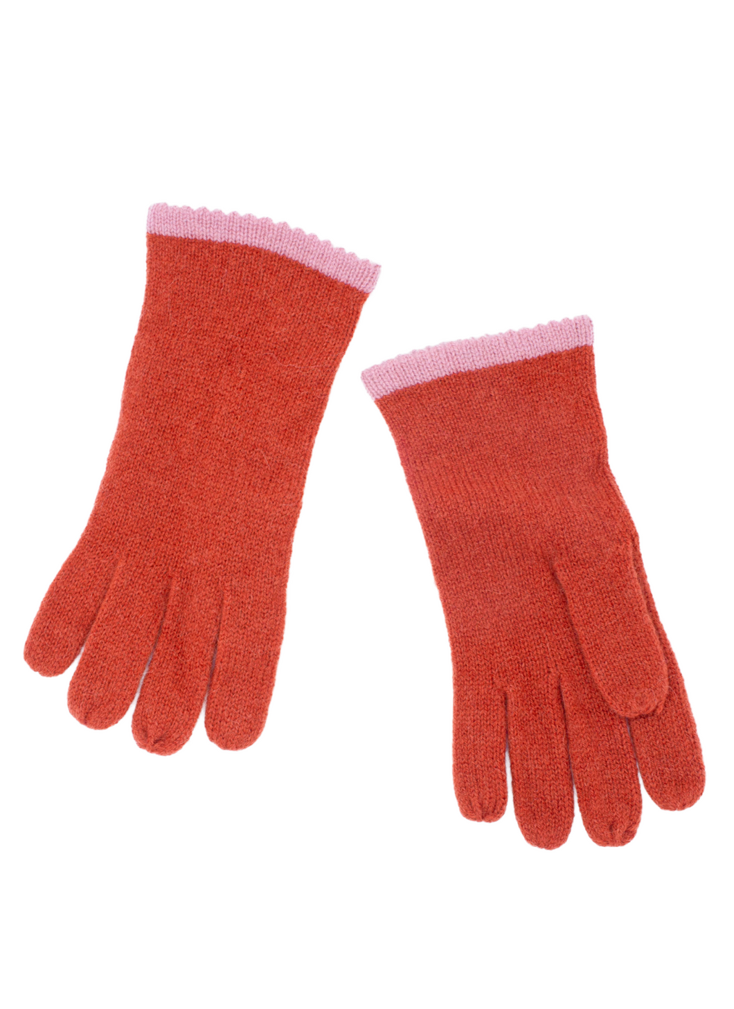 Alpaca Gloves - Holly Red + Pale Pink