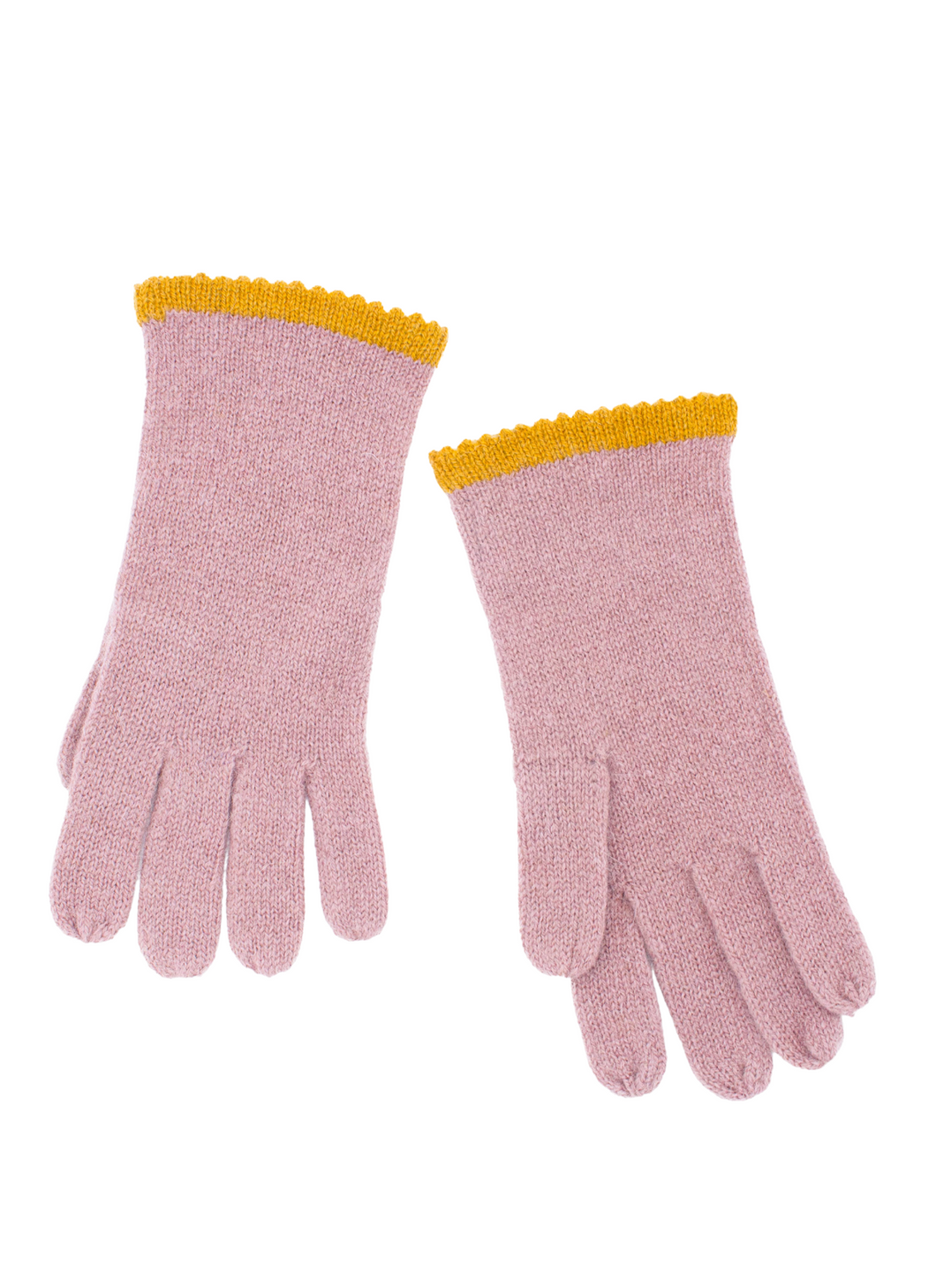 Alpaca Gloves - Pale Pink + Pastel Yellow