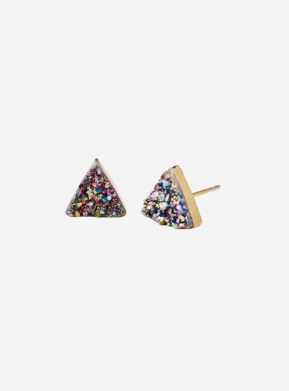Kyra Multicolored Druzy Stud Earrings