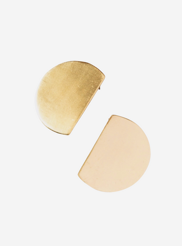 Cut Circle Large Post Brass Earrings