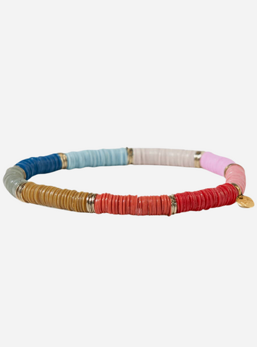 Gold Colour Block Stretch Bracelet - Multicolour
