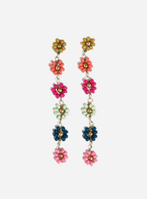 Multi Colour Flower Beaded Dangle Earrings - I