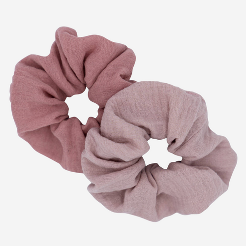 Muslin Scrunchies - Set of 2 - Dusty Pink + Blush