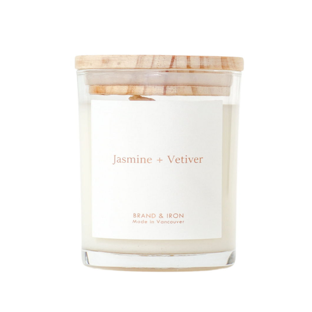Jasmine + Vetiver - Wood Lid Soy Candle