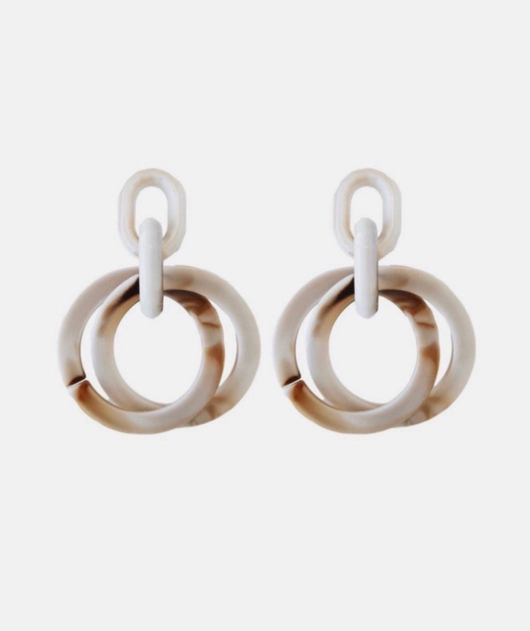 Layered Circle Earrings - Cream