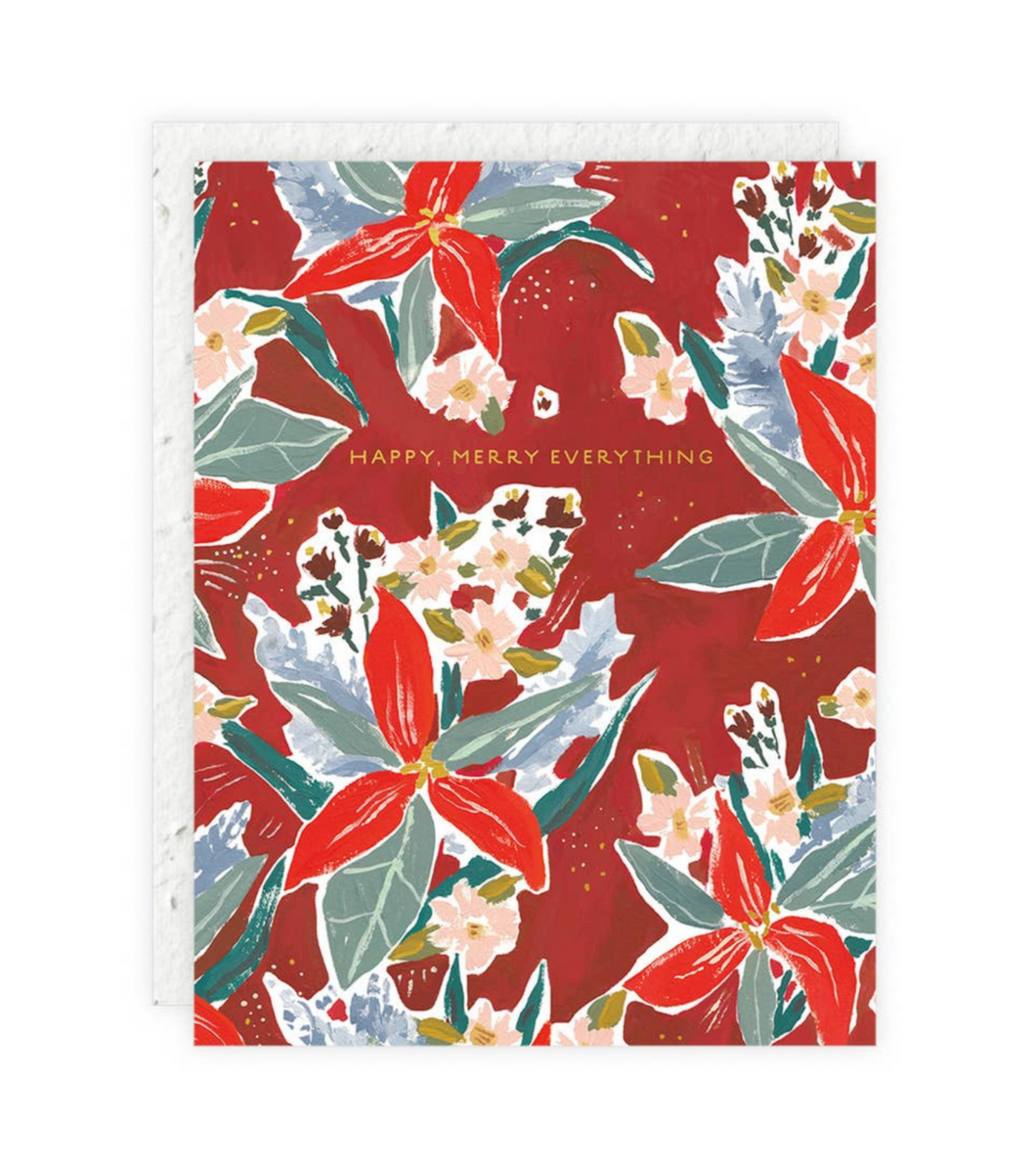 Red Poinsettia Card (Plantable Seed Paper Envelope)