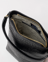 Bobbi Bucket Bag Midi - Black Croco Classic Leather
