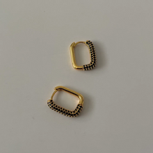 Rectangle Stone Hoop Earrings - Black