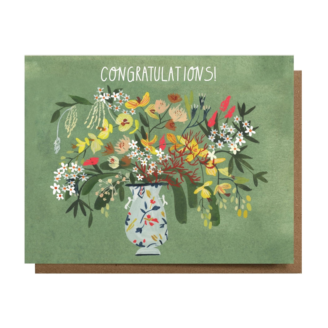 Congratulations! - Green Floral Card