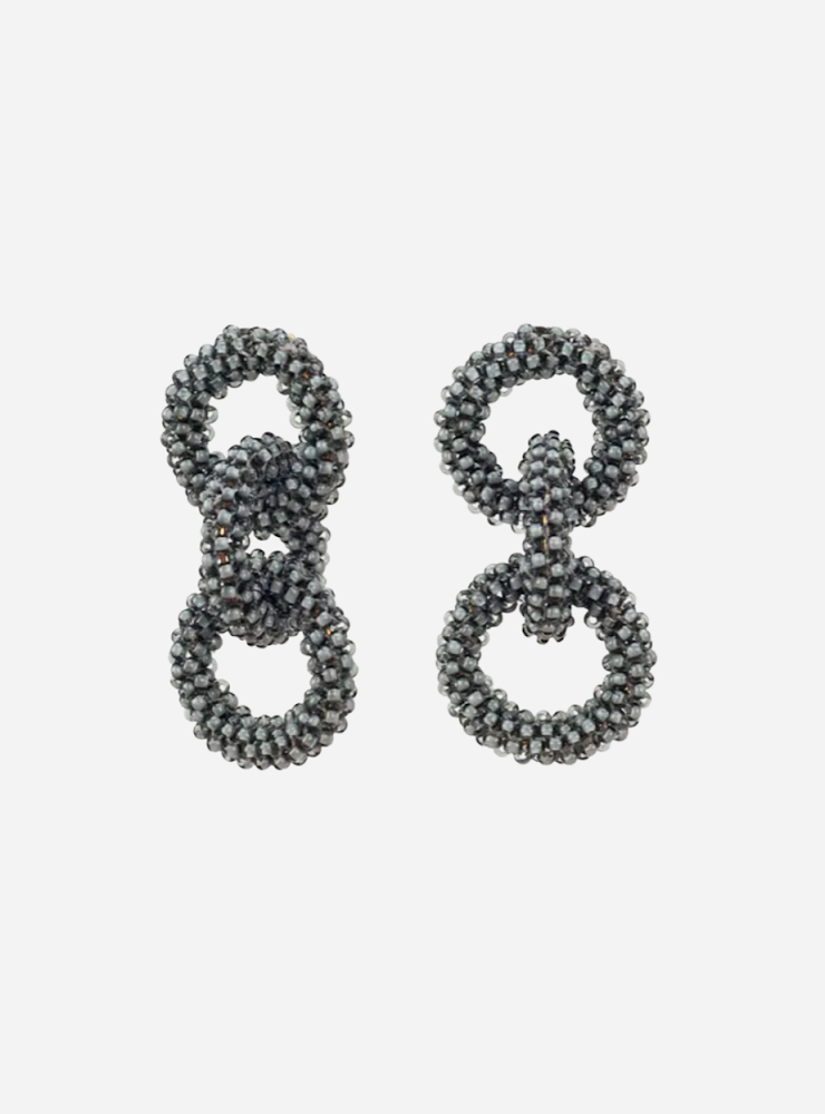 Chain Link Post Earrings - Grey