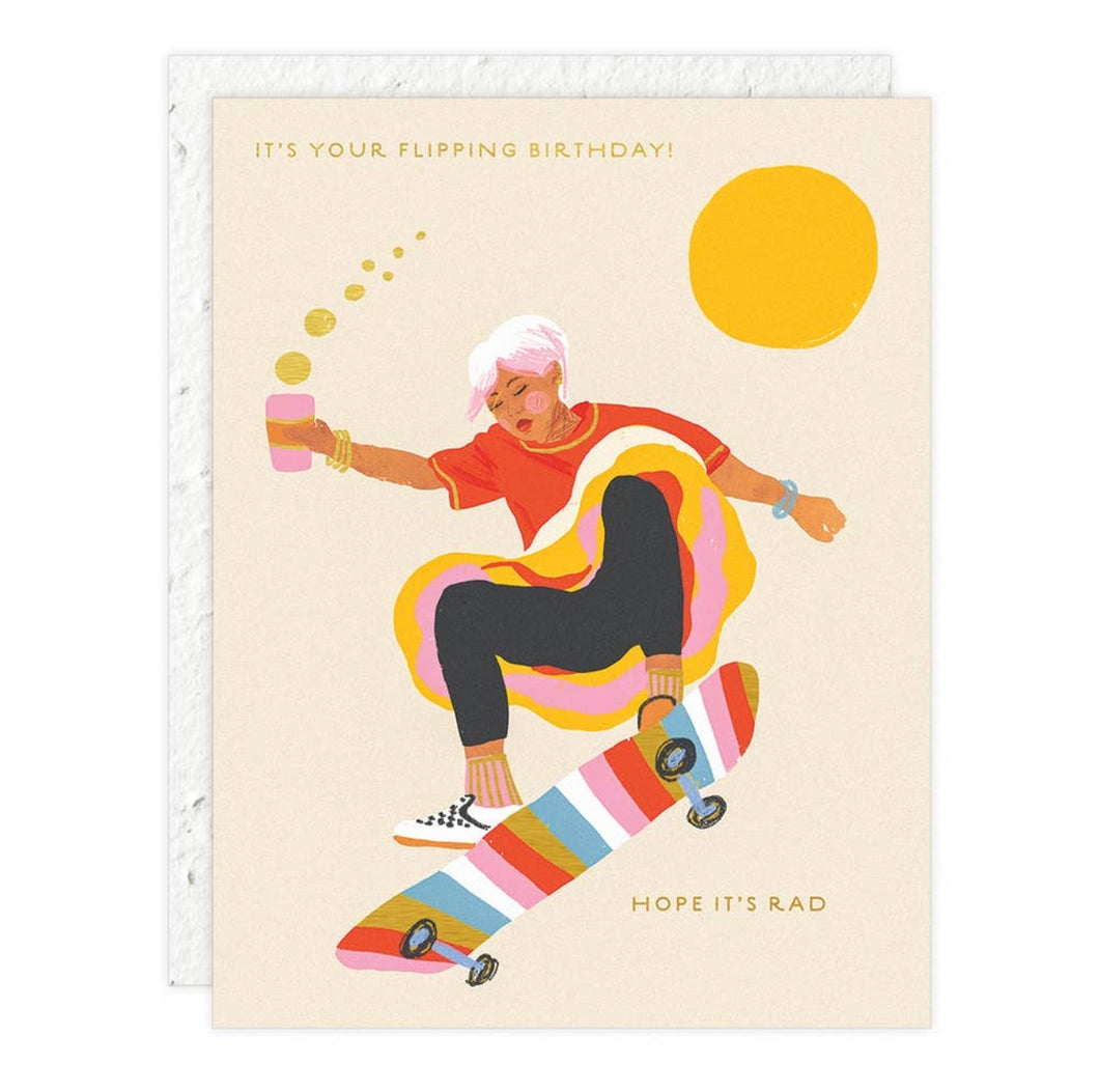 Skate Girl Birthday Card (Plantable Seed Paper Envelope)