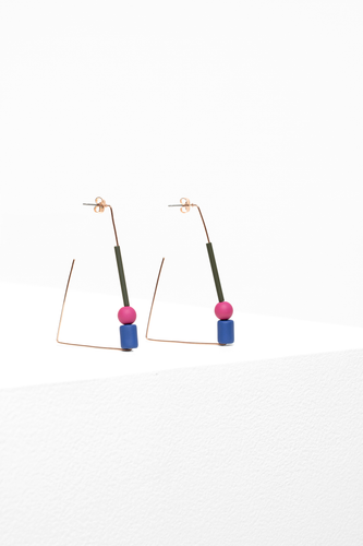 Dakin Earrings - Royal Blue / Fuchsia / Olive